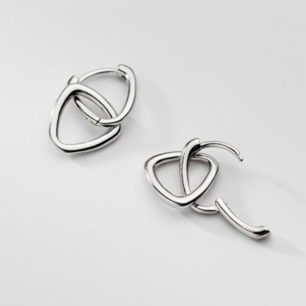 925 Sterling Silver Geometric Minimalist Huggie Earring